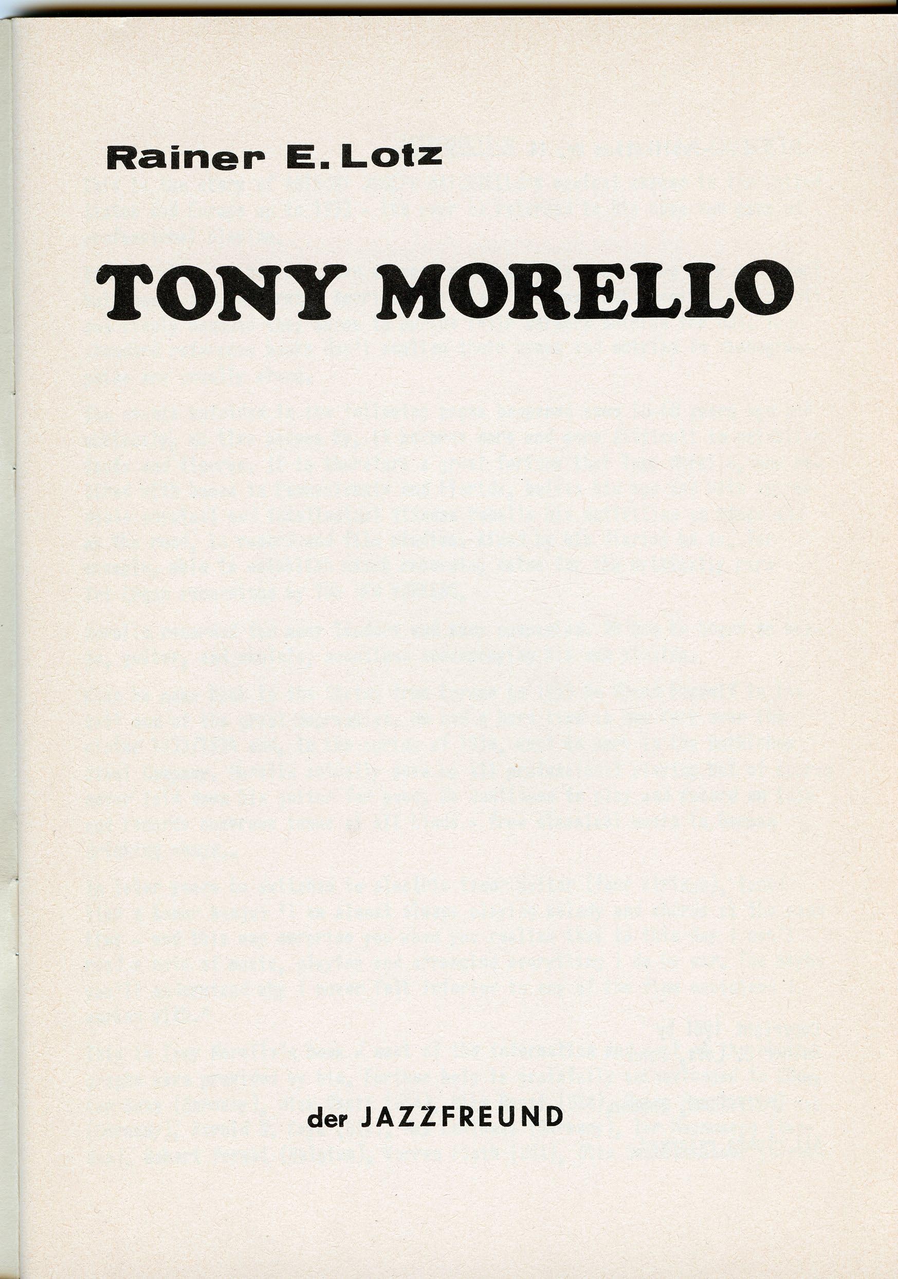 Tony Morello Story