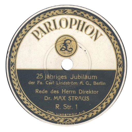 Parlophon R. Str. 1 Jubilumsansprache Direktor Straus